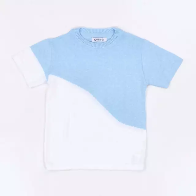 T-shirt enfant OVER-D Enfant Bleu clair avec fil bicolore