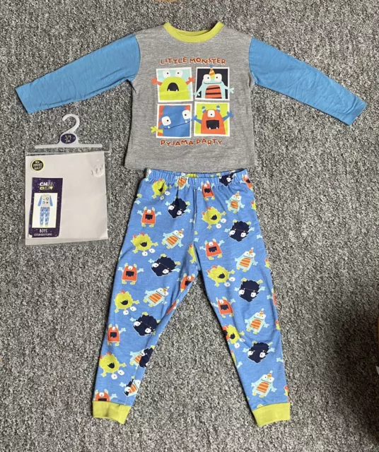 Set pigiama estivo per bambini 3-4 anni Little Monster Light nuovo