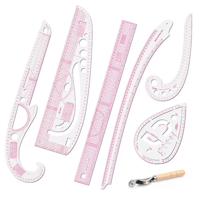 Multi function Sewing French Curve Ruler Set 7 Piece for Designers and Tailors