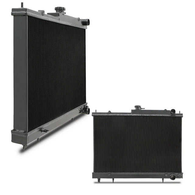 45MM BLACK TWIN CORE ALLOY RADIATOR RAD FOR NISSAN SKYLINE R33 R34 GTR ...