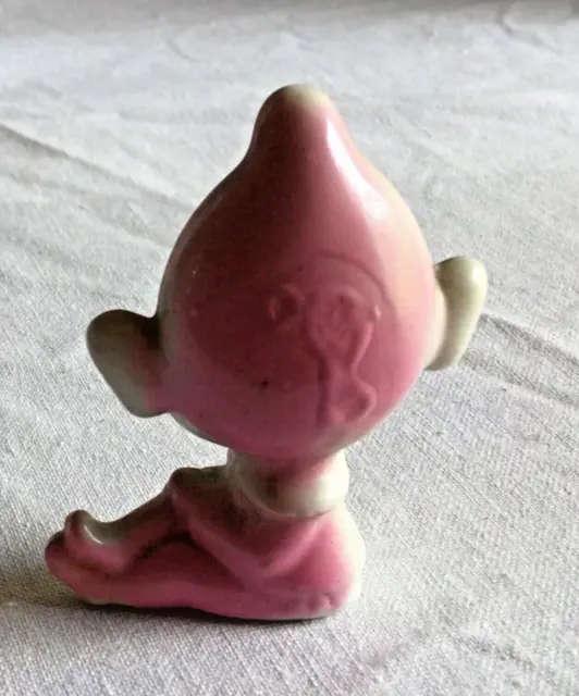 Vintage 1959’s/60’s Ceramic Pink Pixie Elf Sitting Figurine Made In Japan 2