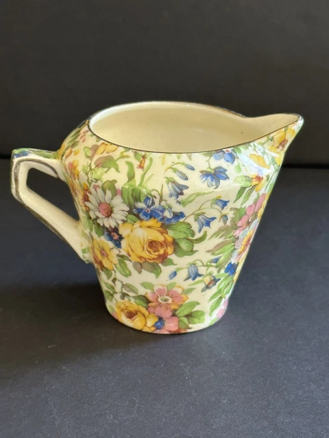 VINTAGE ROYAL WINTON GRIMWADES  CREAMER BEDALE Gold Trim Cottage Chintz