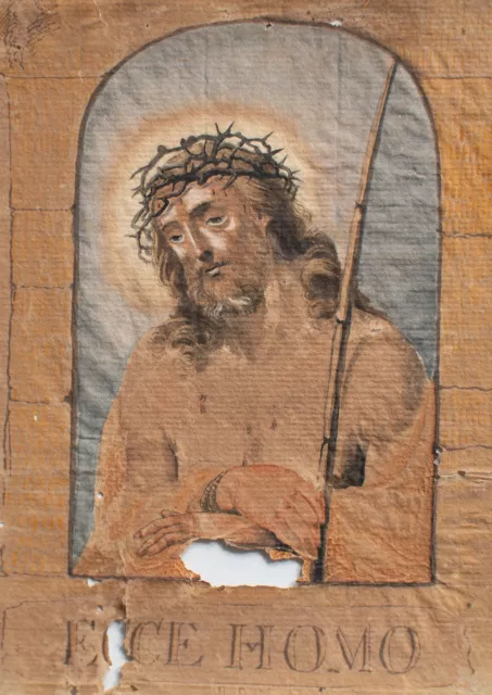 Ecce Homo Passion Christus unbekannt Original Aquarell 18.Jh.