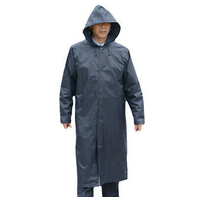 NUOVI Uomini Impermeabile Lungo cappotto di pioggia in PVC Bagnato Giacca Lavoro Pesca Tuta Pioggia MAC Cappotto 