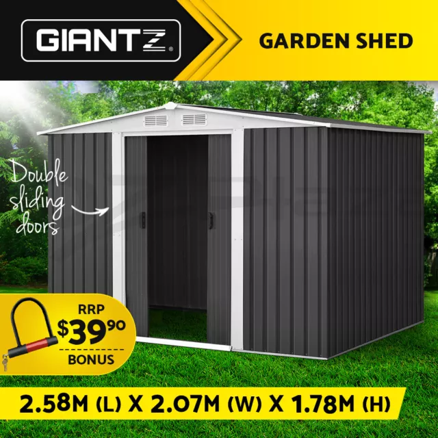 Giantz Garden Shed Sheds Outdoor Storage 2.58x2.07M Tool Workshop Metal Shelter