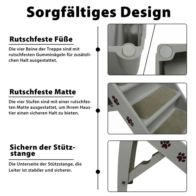 Hundetreppe, 4 Stufen Haustiertreppe, klappbar, Steighilfe für Auto Katzentreppe 3