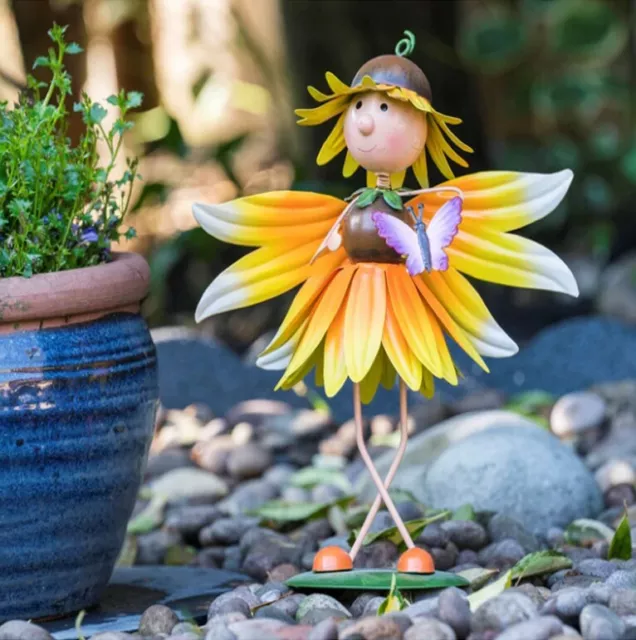 Honey The Sunflower Fairy Garden Bright Coloured Metal Hand Painted