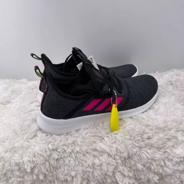 Adidas Running Shoes Girls 6 US Cloudfoam Pure K Black Pink Magenta Sneakers