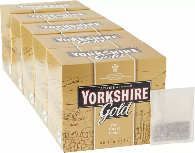 Yorkshire Gold Tea, 80 Tea Bags (Pack of 5, total 400 Teabags)