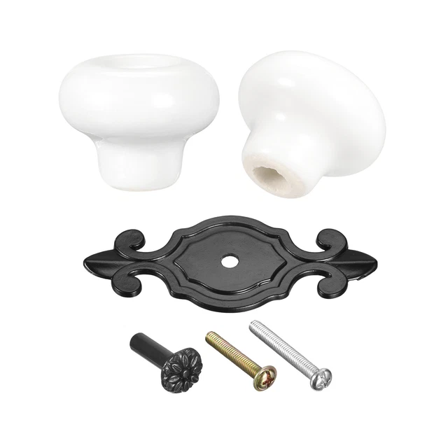32x26mm Vintage Ceramic Drawer Knobs Pulls for Dresser Matte Black/White 4Pcs