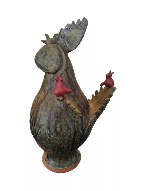 Brian J Wilson 12" Rooster With Friends Southern Pottery Georgia 1999