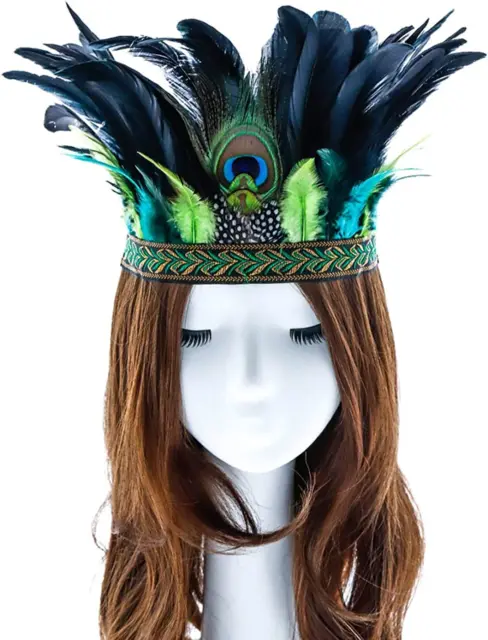 Peacock Feather Fascinator Decorative Feather Headpiece Crown Headdress Costume