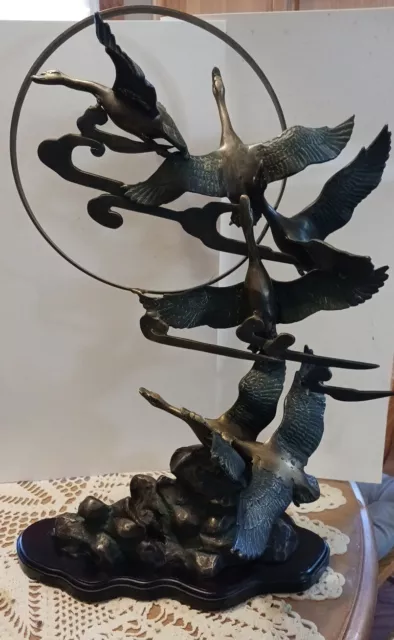Rosenthal Netter, Brass Flying Geese Sculpture, 21" Tall, Beautiful Piece!