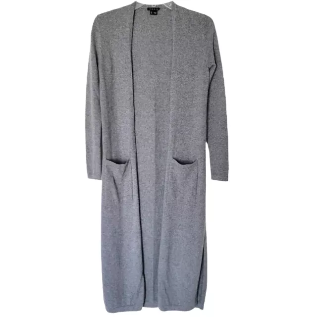 Theory Womens Small Torina 100% Cashmere Gray Open Front Duster Cardigan Sweater