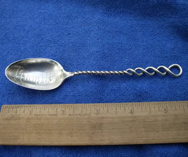 Good HAMILTON Ontario Canadian Sterling SOUVENIR SPOON-Twist Stem