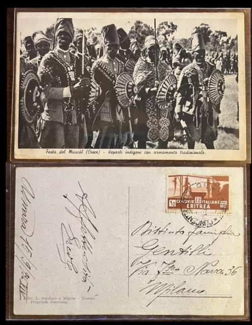 Storia Postale Colonie-Cartolina-Eritrea "Festa Del Mascal" Viaggiata 1936