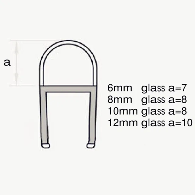 Sello de ducha tipo D impermeable 1 pieza 1 m de largo 6/8/10/12 mm para todas las puertas de vidrio