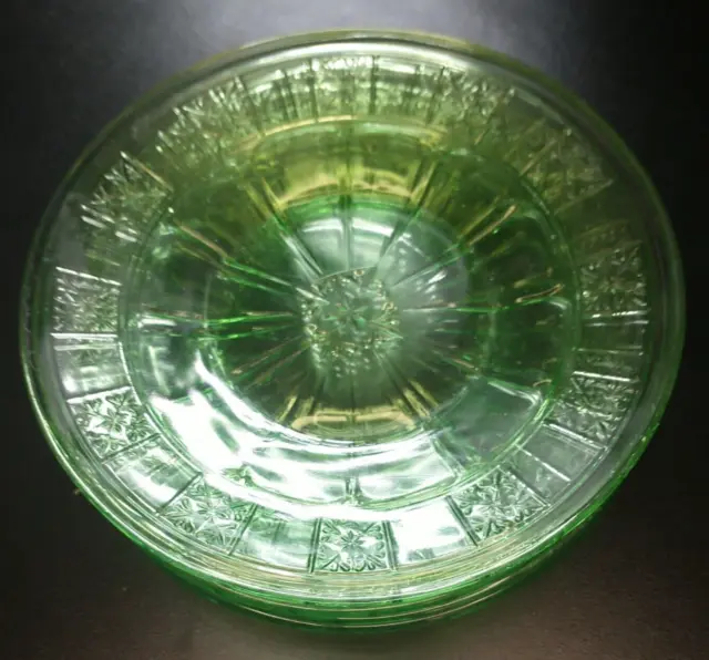 Vintage Green Depression Glass Jeanette Doric Dessert Plates Set Of 6  (6")