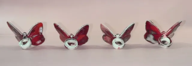 4 Red & White Speckle Drip Glaze Ceramic Butterfly  Macrame Beads 6