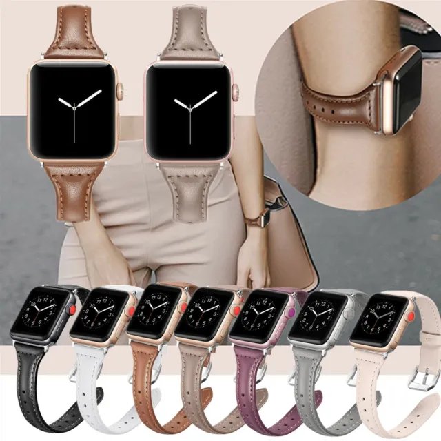 Slim Genuine Leather Band Belt Wrist Straps For Apple Watch Series 7 6 5 4 3 2 1