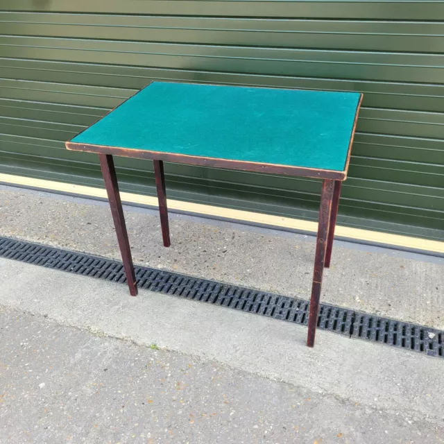 Vintage Wooden Folding Card Games Table with Green Baize top