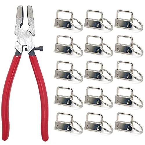 51 Sets Key Fob Hardware with 1pcs Key Fob Pliers,Glass Running Pliers Tools wit