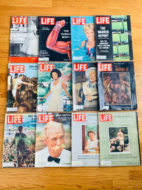 Life Magazine Lot of 12 - 1940-1967 Issues - History Lifestyle Great Ads Vintage