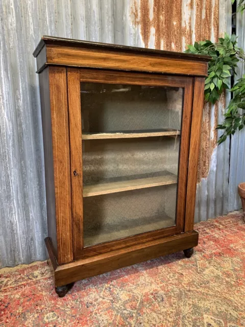 Antique Victorian Single Fronted Mahogany Pier Cabinet Glass Display Bun Feet