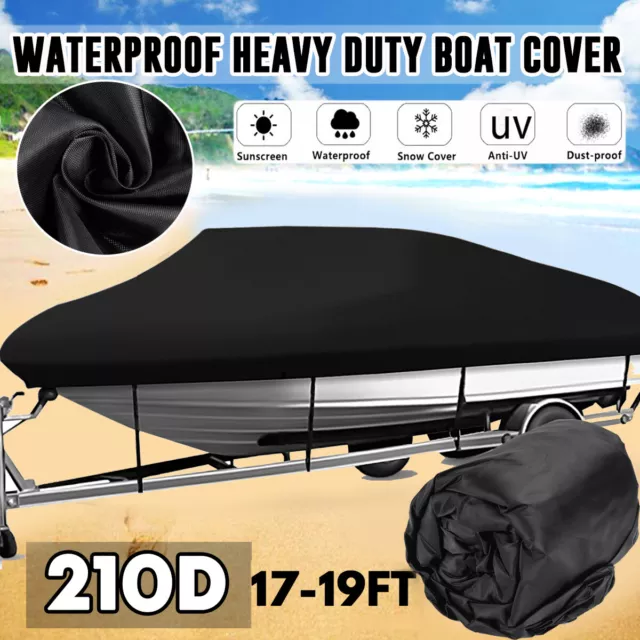 Boat Cover 17-19FT Trailerable Weatherproof 210D Jumbo Marine Grade Heavy Duty