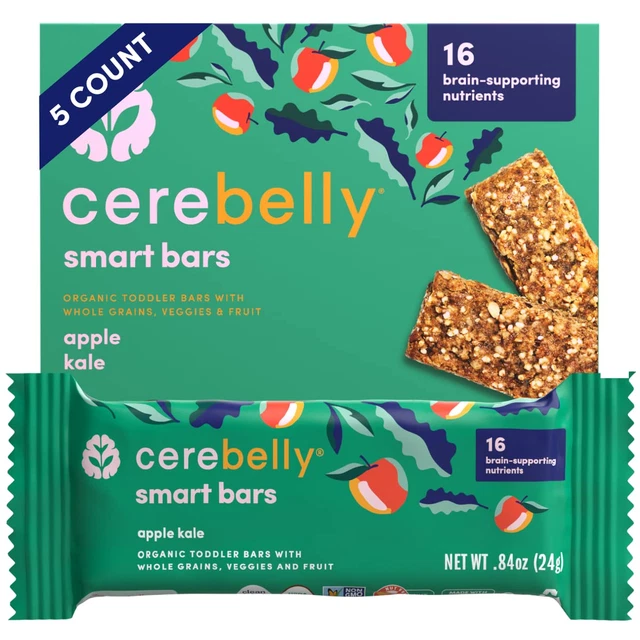 Toddler Snack Bars – Apple Kale Smart Bars (Pack of 5), Healthy & Organic Whole