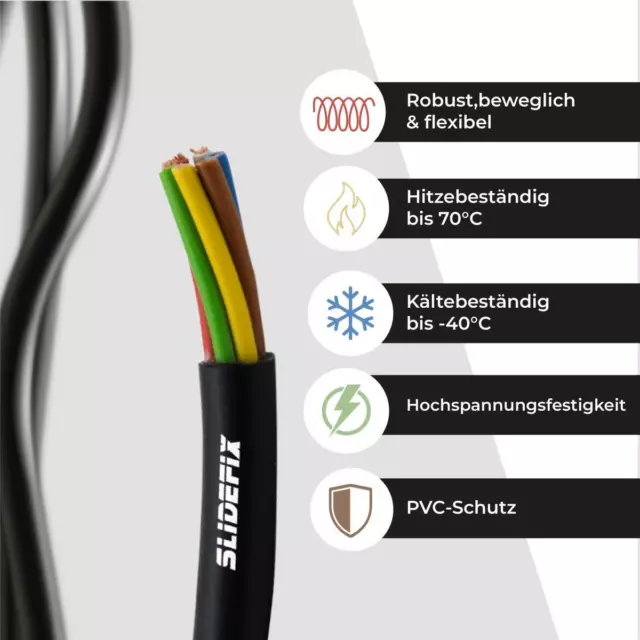 Anhängerkabel 7 polig Fahrzeug Kabel Leitung 1,5mm² Leitungskabel Anhänger 7 pol 3