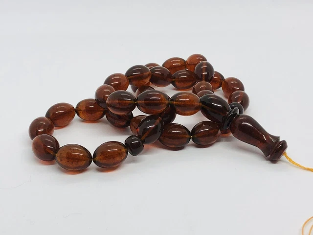 Ambre naturel de la Baltique 51,6 grammes ISLAMIQUE 33 chapelet olive...