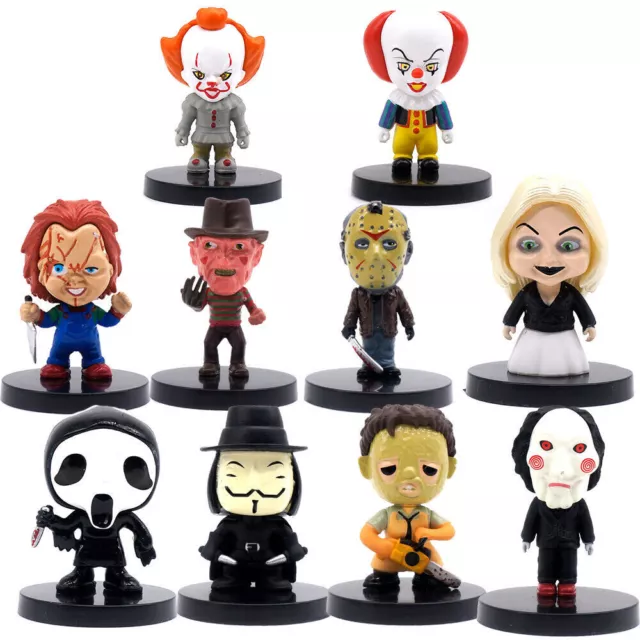 10PCS Horror Movie Action Figure Halloween Decoration Clown Chucky 2.16'' Doll