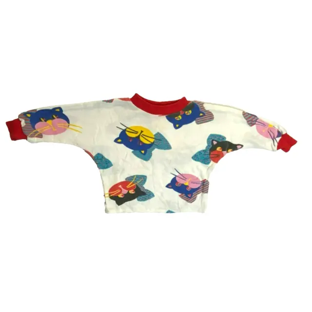 Vintage Kids Shirt 2T 80s Retro Primary Colors Cool Cats California Gals