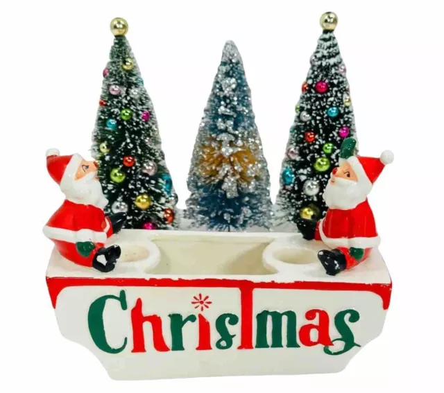 Vintage Holt Howard Christmas Greetings Santa’s Candleholder Planter MCM Japan