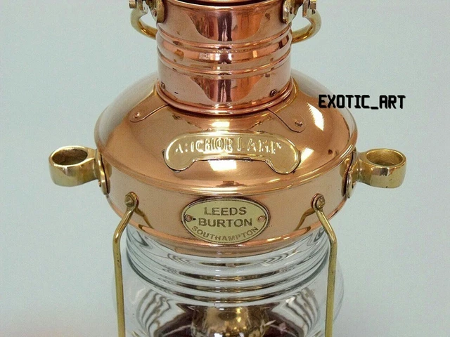 Lampe à Pétrole Ancre En Laiton – Style Nautique – Reproduction Vintage Faite Main