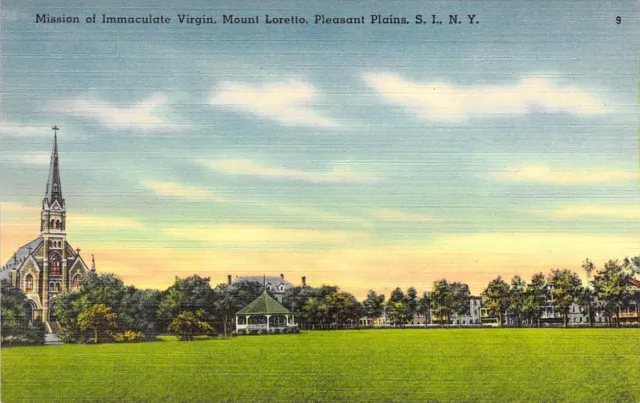 Linen Era, Mount Loretto, Pleasant Plains, Staten Island,NY, Old Postcard
