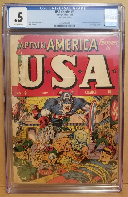 Usa Comics #9 Cgc .5 Classic Shores Hypodermic Needle Torture Hitler Cover 1943