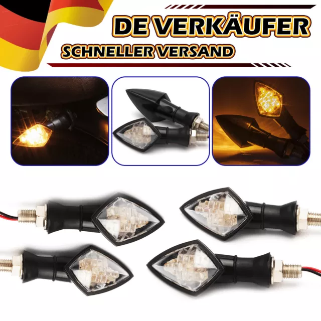 4STK Motorrad Halogen Mini Blinker Rock Schwarz Getönt Quad ATV Miniblinker LED