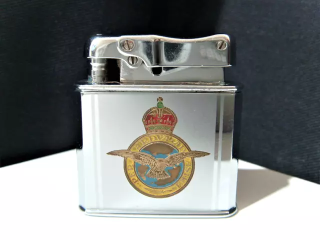 VINTAGE c1950s COLIBRI MONOPOL RAF BADGE PETROL LIGHTER ROYAL AIR FORCE FWO