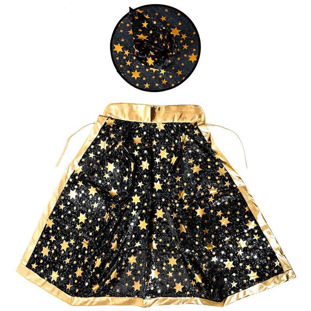 Halloween Costumes Witch Wizard Cloak with Hat Boys Girls Black Z5H4