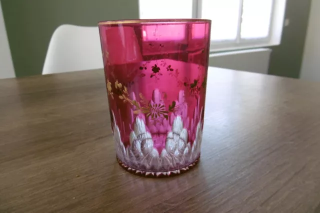 Ancien  verre gobelet vase en cristal doublé rouge Baccarat Richelieu