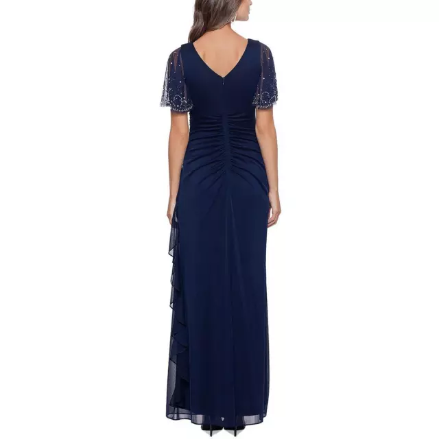 B&A by Betsy and Adam Womens Embellished Cascade Evening Dress Gown BHFO 0565 2