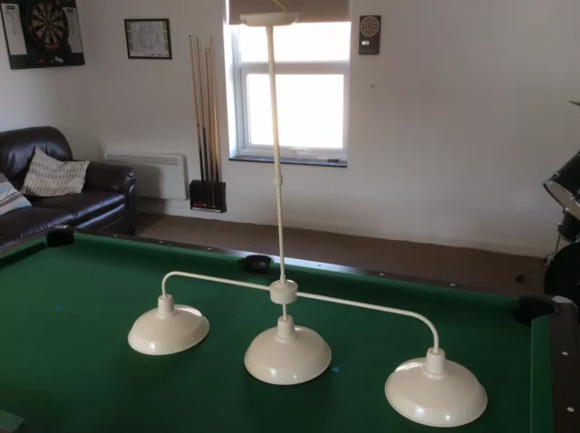 Pool Snooker Table Light - 3 Shade Canopy Bar - Cream Colour  - Mancave Etc