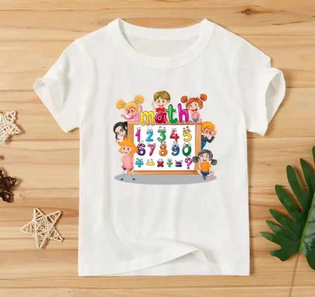 Kids Number Day 2023 TShirt Boys Girls Math School Teacher Colorful Symbols Tee