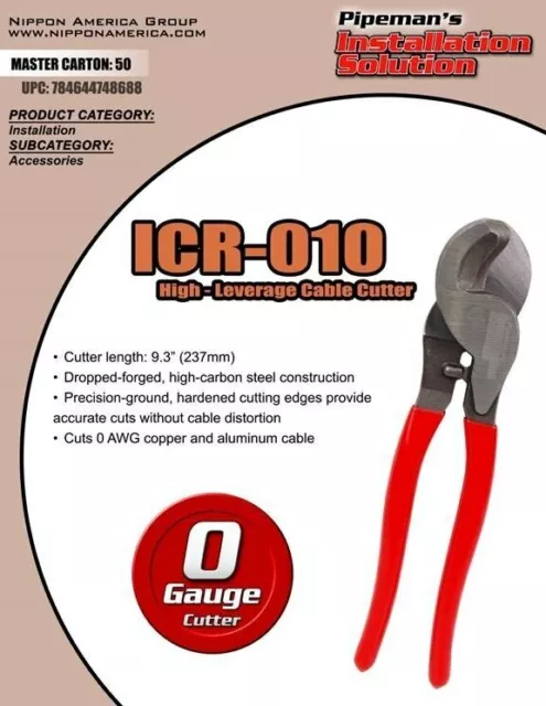 Heavy Duty Cable Wire Cutter Installation Tool Up to 0 Gauge Copper or Aluminum