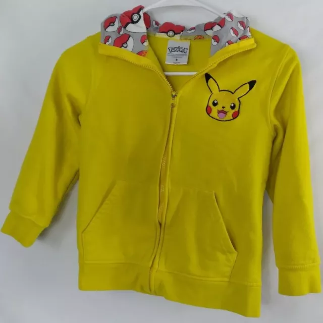 Child's 2017 Pokemon " Pikachu" Yellow Red Accent Hooded Jacket Size Small
