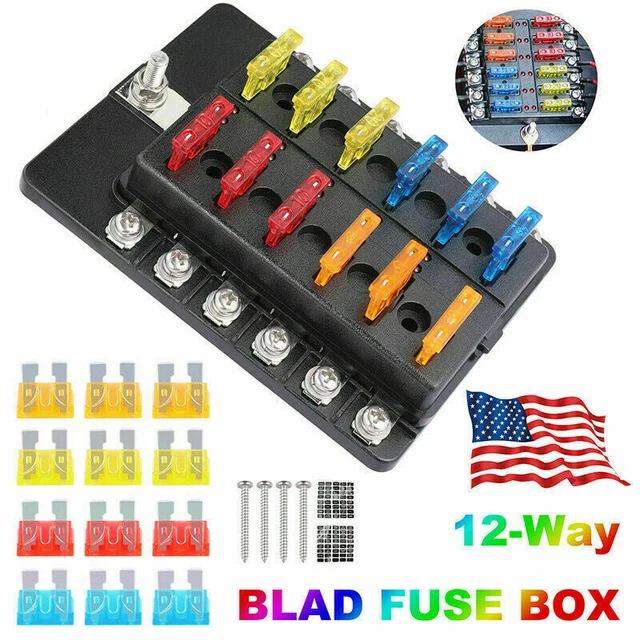 12V 32V Auto 12-Way Box Block Blade Fuse Holder Marine Waterproof LED Indicator