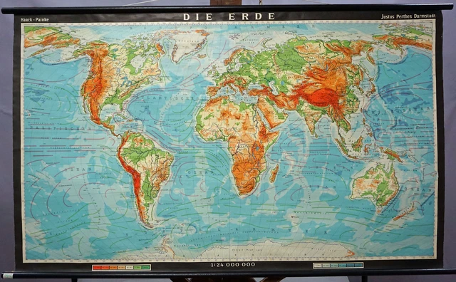 World Map Earth Wall Chart Pull-Down Poster Print