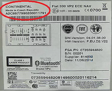 Continental Radio Code For Fiat Lancia Citroen Peugeot Alfa Romeo Security Pin